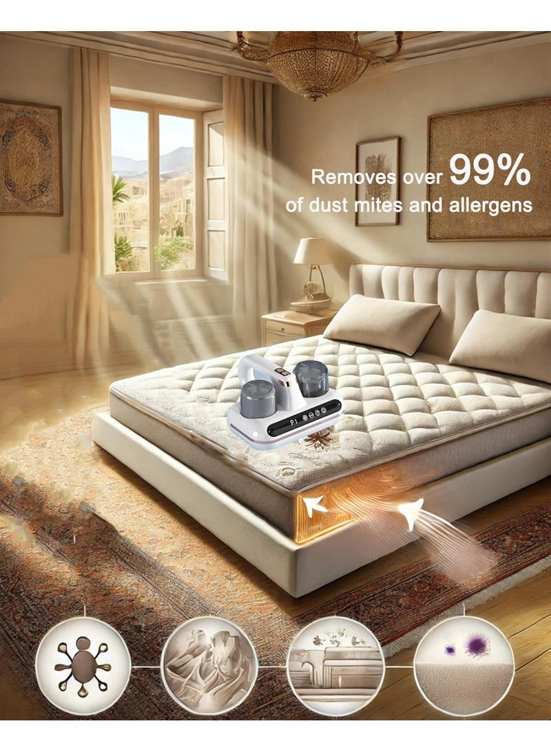 OBI Mattress Vacuum Cleaner UV Dust Mite Cleaner Vacuum Multi-Surface Cleaner 8kPa & 10kPa Suction Dual Mode Bed Vacuum, HEPA Filter & 210ml Dust Bin 100W for Bed Pillow Sofa Carpets Couch - Image 3